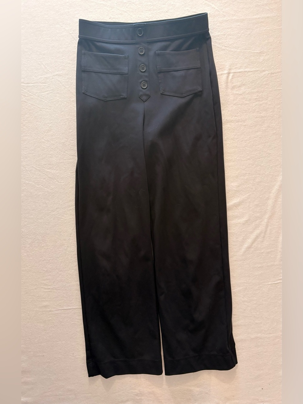 HALARA Black High-Rise Wide-Leg Button Front Pants